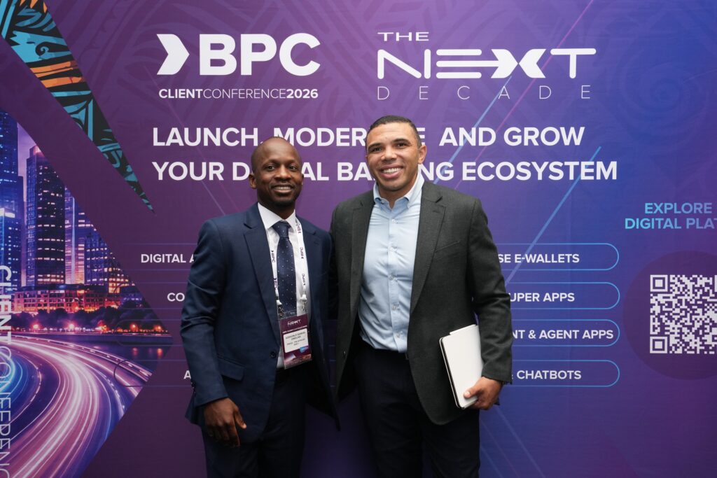 Bryan Habana with Adekunle Owolabi, Editor of The African Daily, at the BPC Client Conference in Cape Town on Wednesday, 21 October 2026. (Photo: Johann Botha)