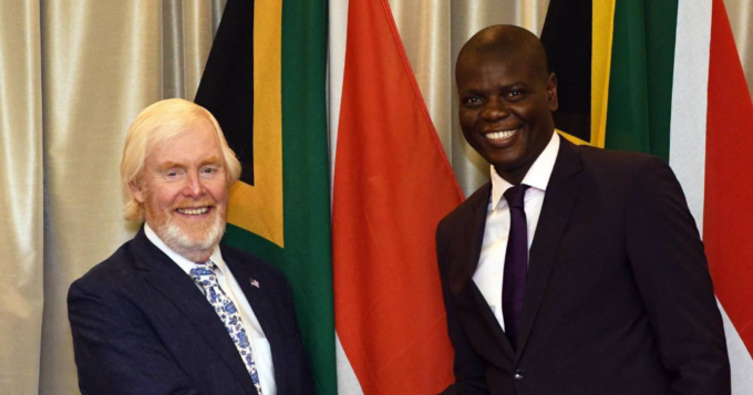 South Africa’s International Relations and Cooperation Minister Ronald Lamola and US Ambassador to South Africa L. Brent Bozell III
