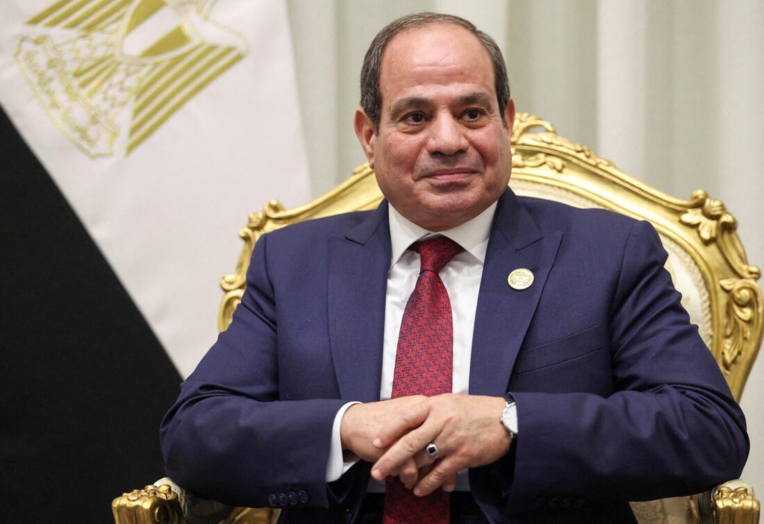Egyptian President Abdel Fattah el-Sisi looks on during a meeting with U.S. President Donald Trump ahead of a world leaders' summit on ending the Gaza war, amid a U.S.-brokered prisoner-hostage swap and ceasefire deal between Israel and Hamas, in Sharm El-Sheikh, Egypt, October 13, 2025. REUTERS/Evelyn Hockstein/File Photo